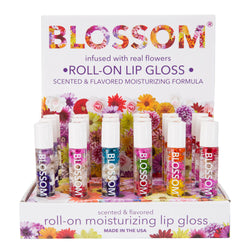 Blossom Roll On Lip Gloss 18 Piece Display - Delicious Kiss