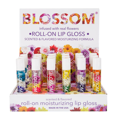 Blossom Roll On Lip Gloss 18 Piece Display - Tropical Fruit