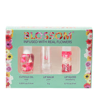 3 Piece Gift Set - Scented Cuticle Oil, Color-Changing Lip Balm, Mini Roll-On Lip Gloss